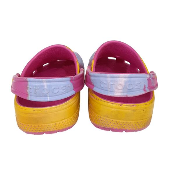 Crocs Clogs Juniors 1 Pink Tie Dye Swirl Water Shoes Summer Slip On Comfort - Picture 5 of 9